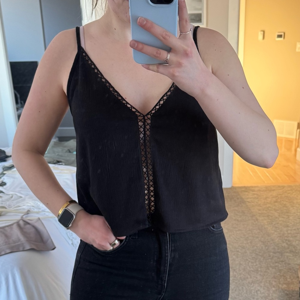 Black cami with cut out detail - H&M S